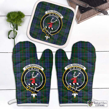 Colquhoun Tartan Combo Oven Mitt & Pot-Holder with Family Crest