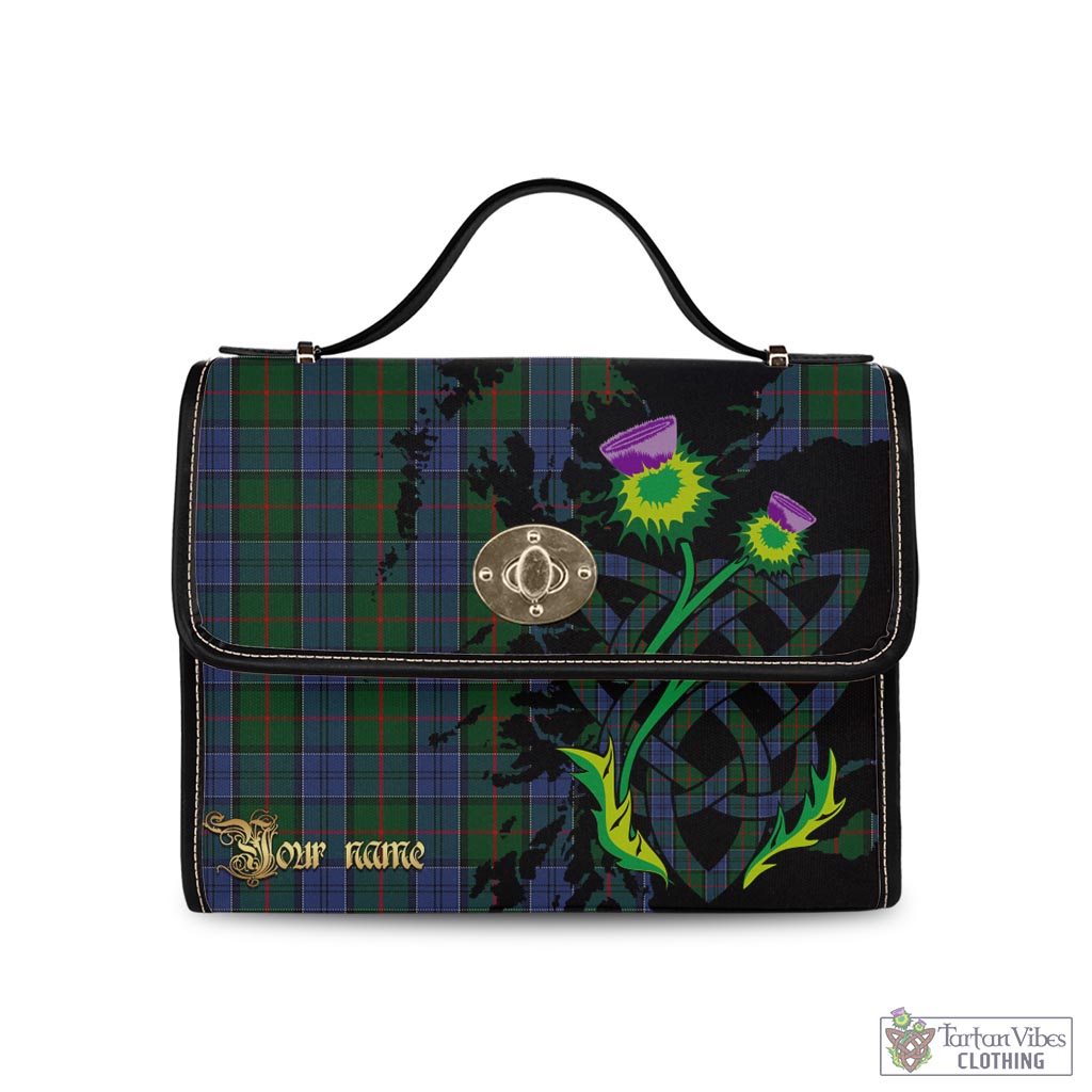 Tartan Vibes Clothing Colquhoun Tartan Waterproof Canvas Bag with Scotland Map and Thistle Celtic Accents