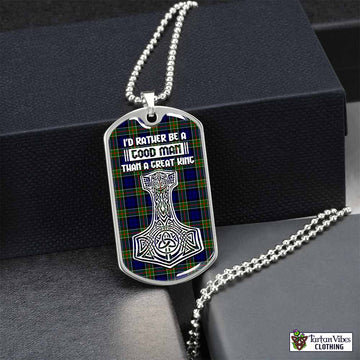 Colquhoun Tartan Dog Tag Necklace Viking Mjolnir Style