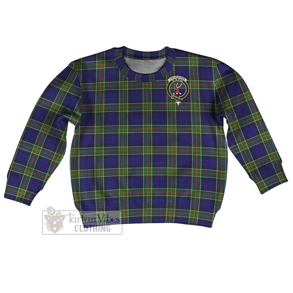 Tartan Vibes Clothing Colquhoun Tartan Kid Ugly Sweater with Family Crest