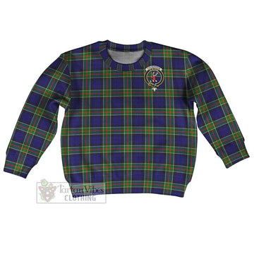 Colquhoun Tartan Kid Ugly Sweater with Family Crest