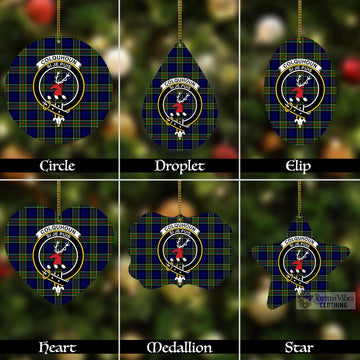 Colquhoun Tartan Christmas Aluminium Ornament with Family Crest