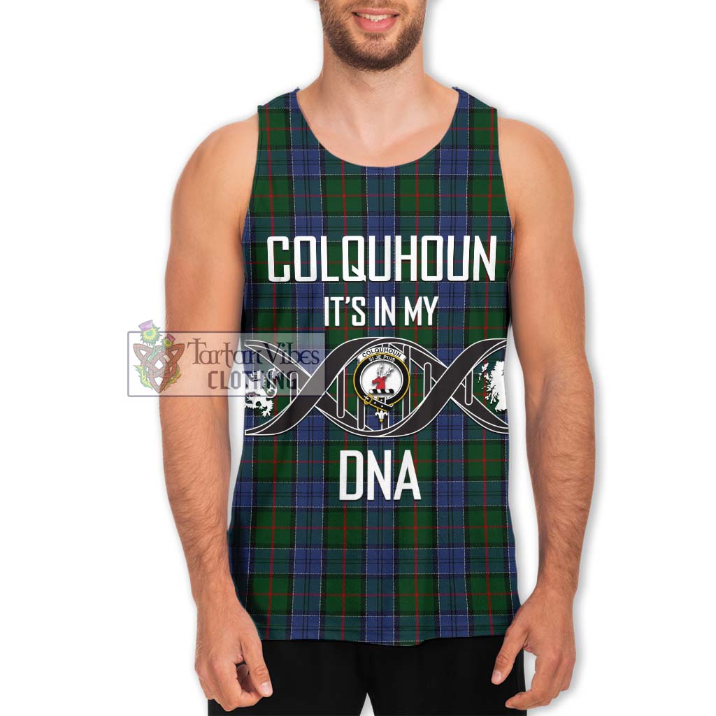 Tartan Vibes Clothing Colquhoun Tartan Men's Tank Top with Family Crest DNA In Me Style