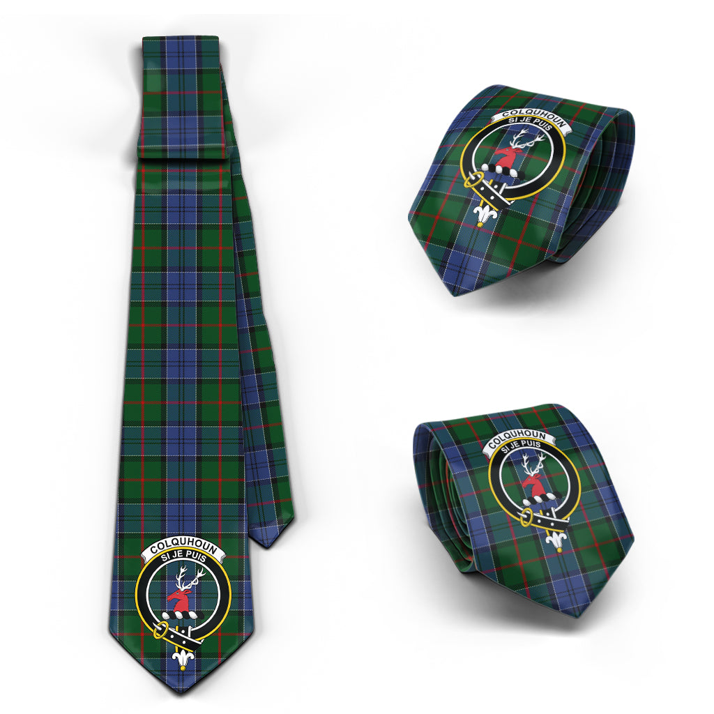 Colquhoun Tartan Classic Necktie with Family Crest Necktie One Size - Tartan Vibes Clothing