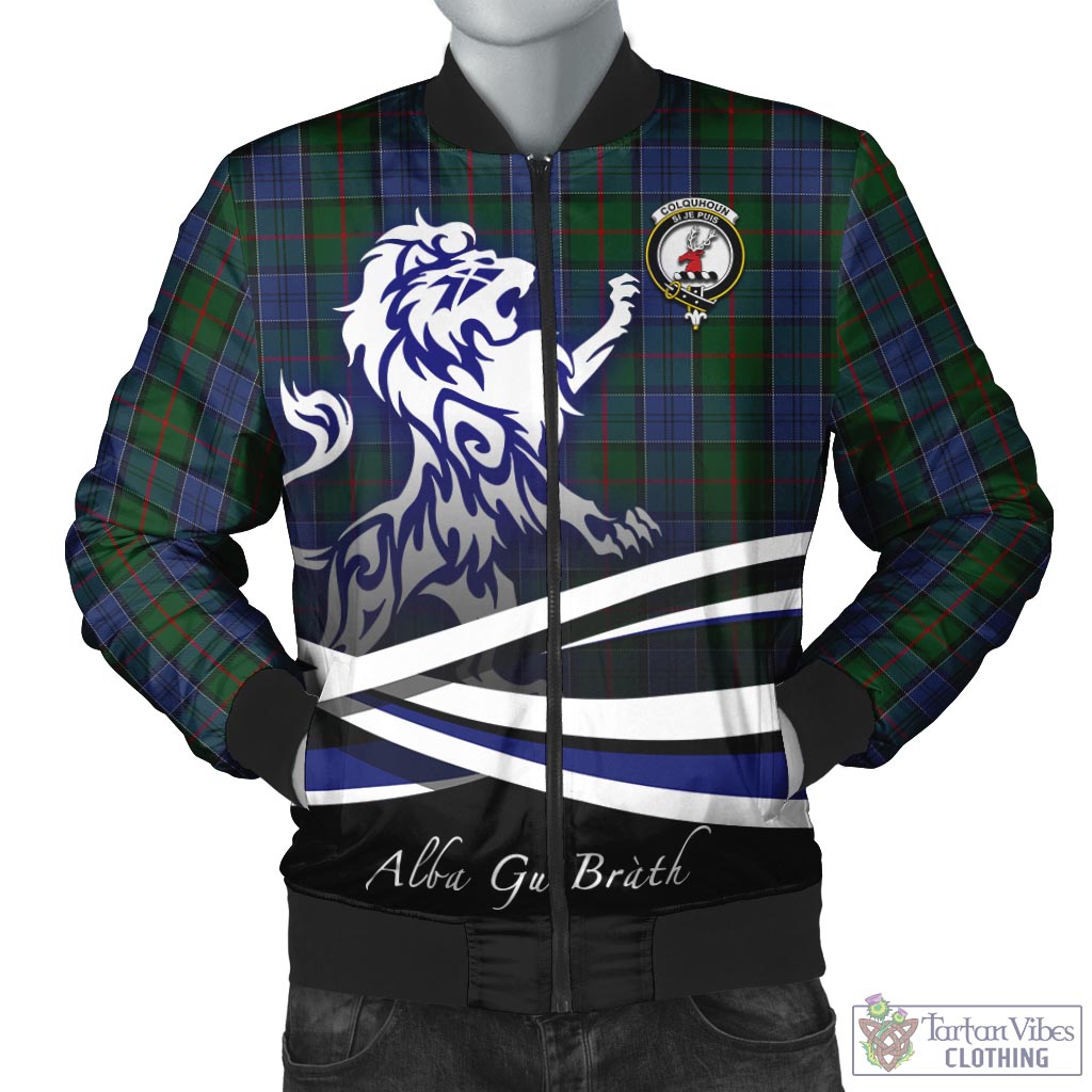 Tartan Vibes Clothing Colquhoun Tartan Bomber Jacket with Alba Gu Brath Regal Lion Emblem