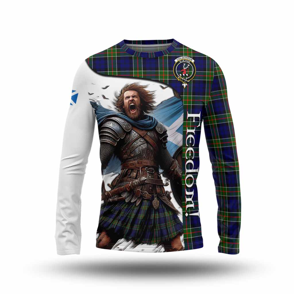 Tartan Vibes Clothing Colquhoun Crest Tartan Long Sleeve T-Shirt Inspired by the Freedom of Scottish Warrior