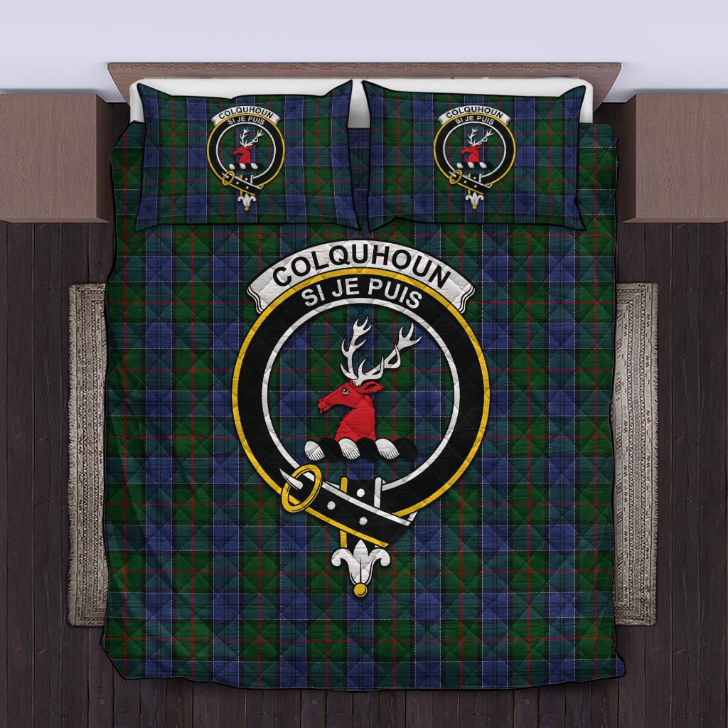 Colquhoun Tartan Quilt Bed Set with Family Crest Twin - Tartan Vibes Clothing