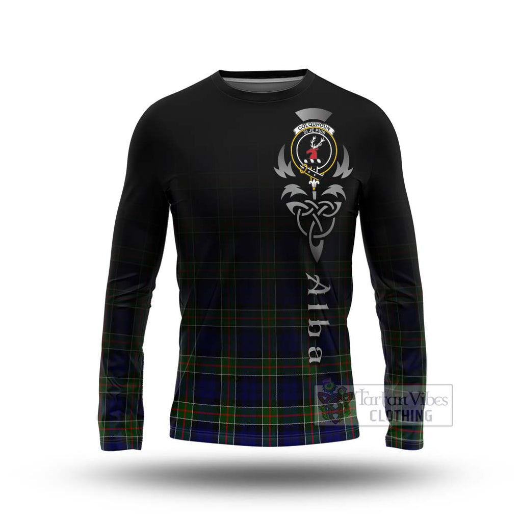 Tartan Vibes Clothing Colquhoun Tartan Long Sleeve T-Shirt Featuring Alba Gu Brath Family Crest Celtic Inspired