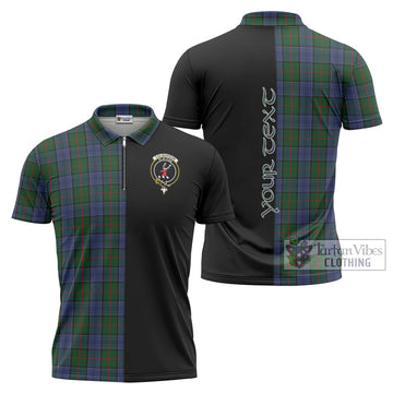 Colquhoun Tartan Zipper Polo Shirt with Family Crest and Half Of Me Style