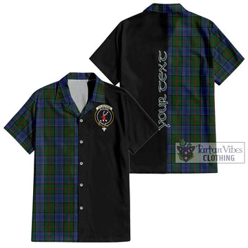 Colquhoun Tartan Short Sleeve Button Shirt with Family Crest and Half Of Me Style