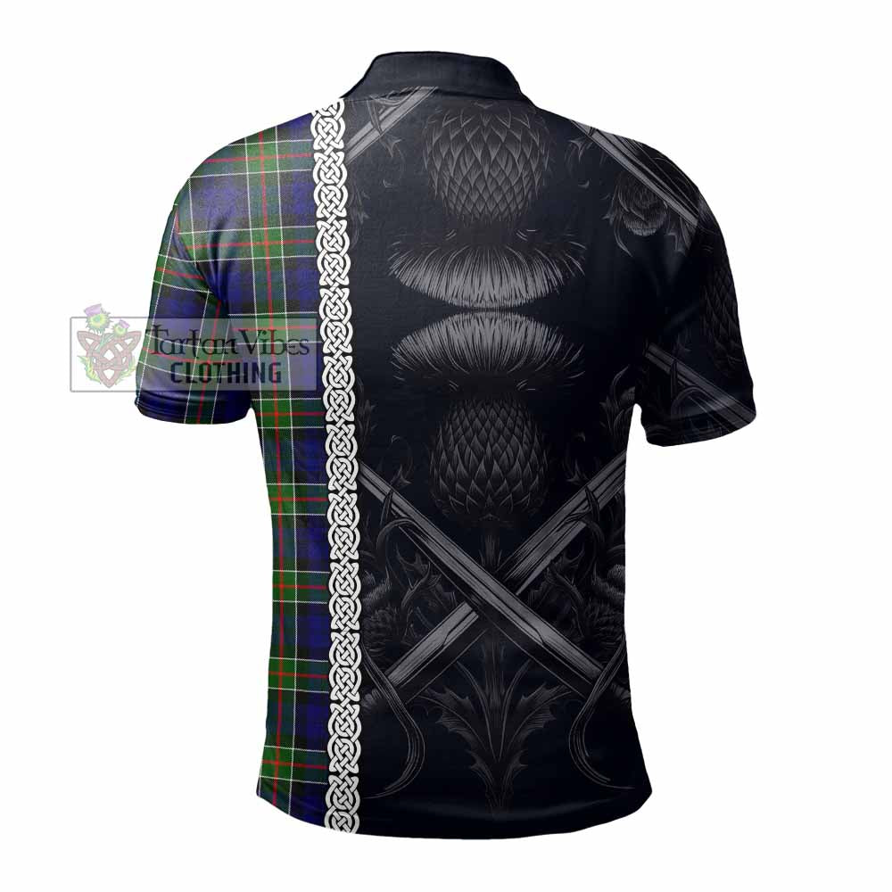 Tartan Vibes Clothing Colquhoun Tartan Polo Shirt with Family Crest Cross Sword Thistle Celtic Vibes