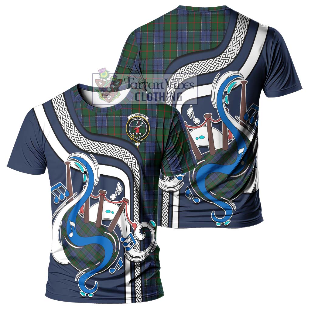 Tartan Vibes Clothing Colquhoun Tartan T-Shirt with Epic Bagpipe Style