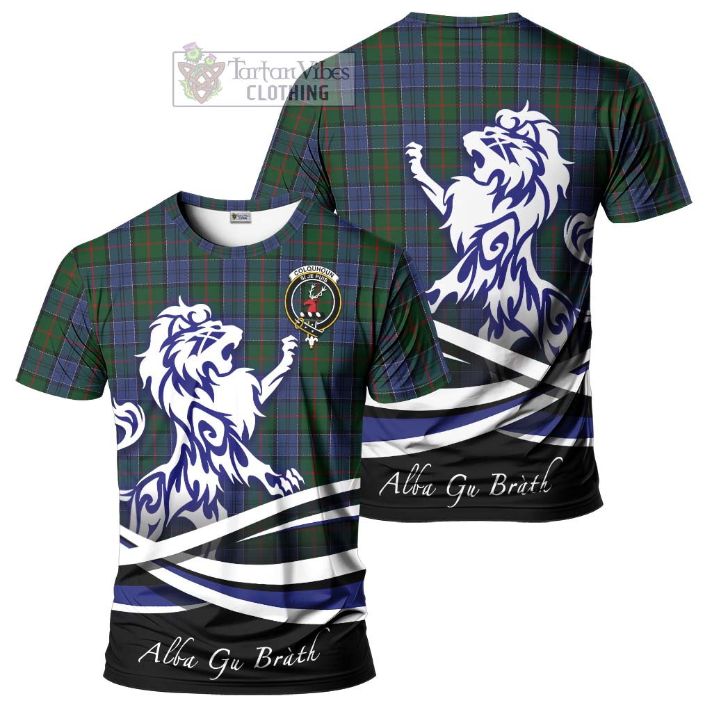 Tartan Vibes Clothing Colquhoun Tartan Cotton T-shirt with Alba Gu Brath Regal Lion Emblem