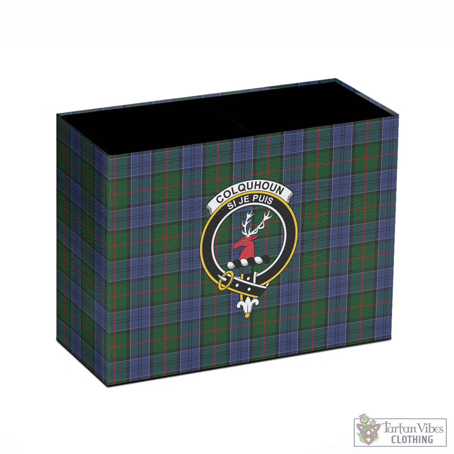 Tartan Vibes Clothing Colquhoun Tartan Pen Holder with Family Crest