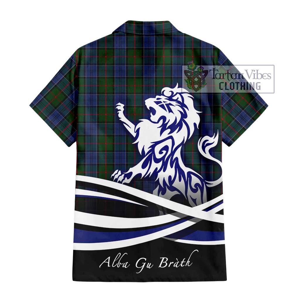 Tartan Vibes Clothing Colquhoun Tartan Short Sleeve Button Shirt with Alba Gu Brath Regal Lion Emblem