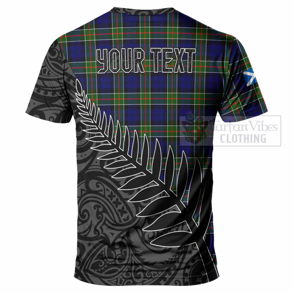 Tartan Vibes Clothing Colquhoun Crest Tartan T-Shirt with New Zealand Silver Fern Half Style