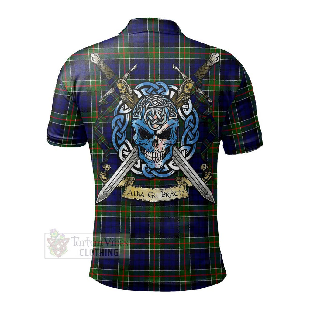 Tartan Vibes Clothing Colquhoun Tartan Polo Shirt with Family Crest Celtic Skull Style