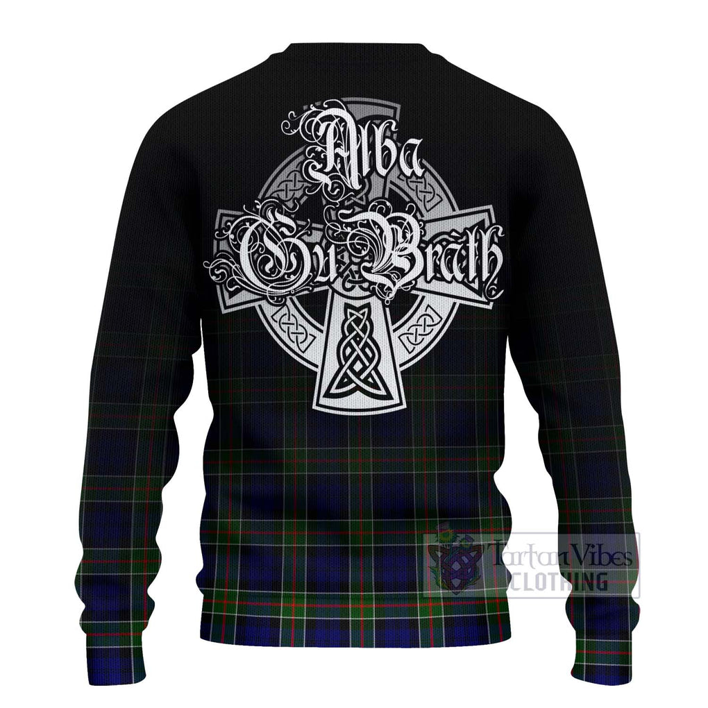 Tartan Vibes Clothing Colquhoun Tartan Knitted Sweater Featuring Alba Gu Brath Family Crest Celtic Inspired