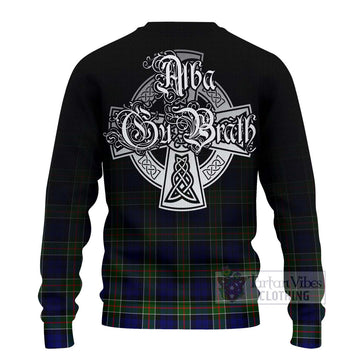 Colquhoun Tartan Ugly Sweater Featuring Alba Gu Brath Family Crest Celtic Inspired