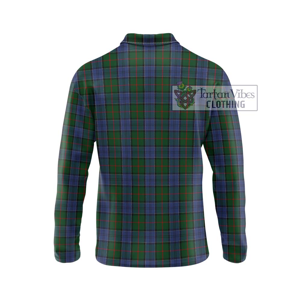 Tartan Vibes Clothing Colquhoun Tartan Long Sleeve Polo Shirt with Family Crest DNA In Me Style