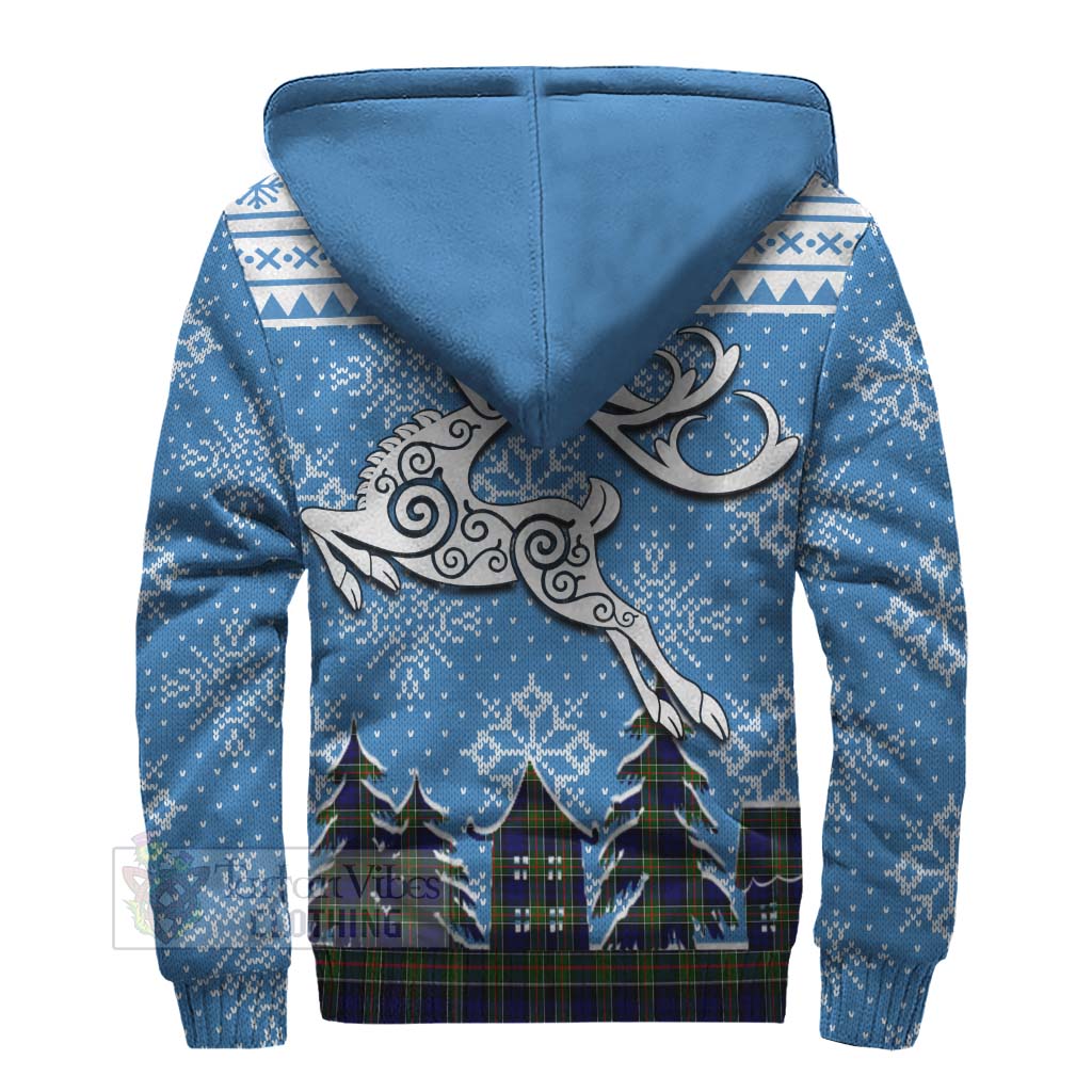 Tartan Vibes Clothing Colquhoun Clan Christmas Sherpa Hoodie Celtic Reindeer Style