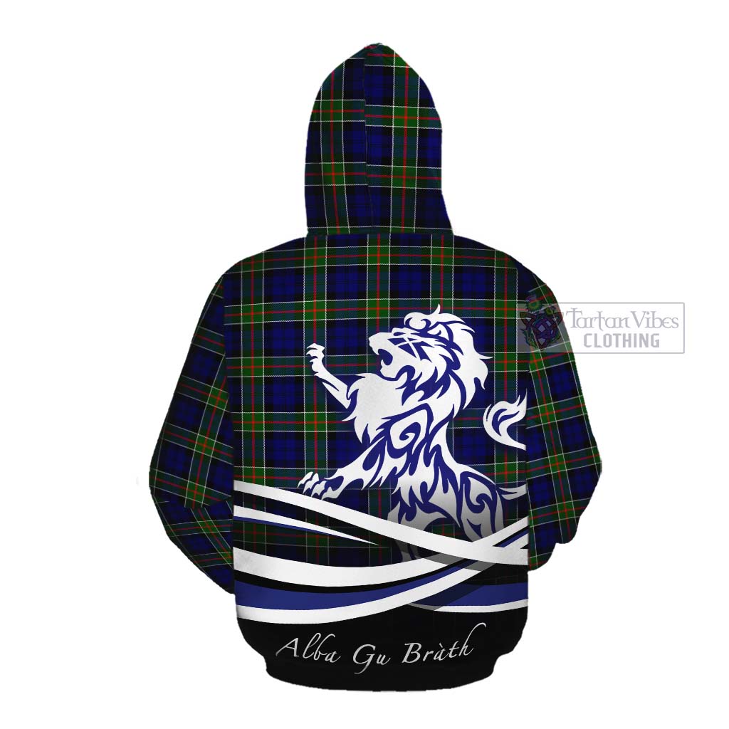 Tartan Vibes Clothing Colquhoun Tartan Cotton Hoodie with Alba Gu Brath Regal Lion Emblem