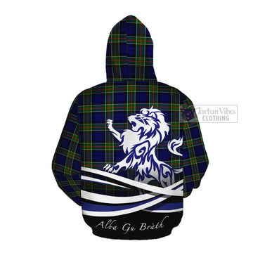 Colquhoun Tartan Cotton Hoodie with Alba Gu Brath Regal Lion Emblem