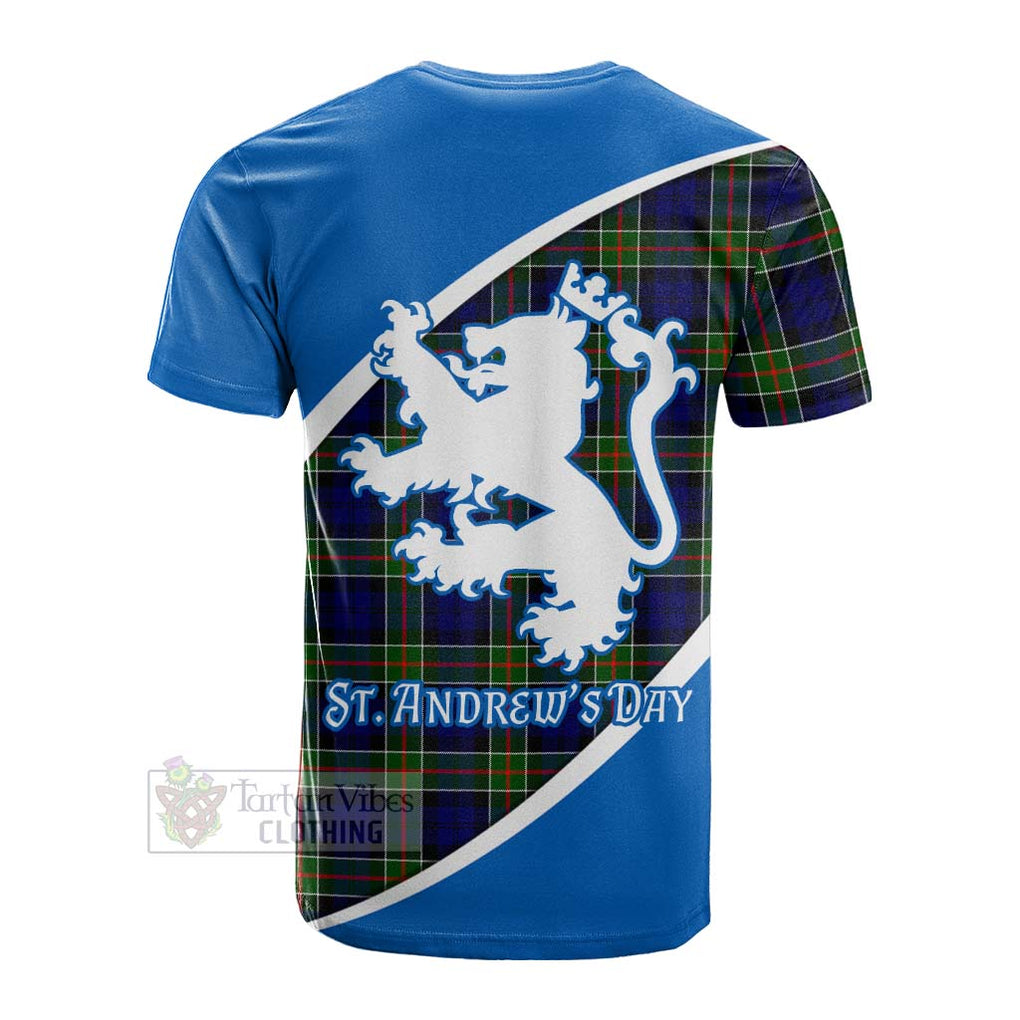 Tartan Vibes Clothing Colquhoun Family Crest Tartan Cotton T-shirt Celebrate Saint Andrew's Day in Style