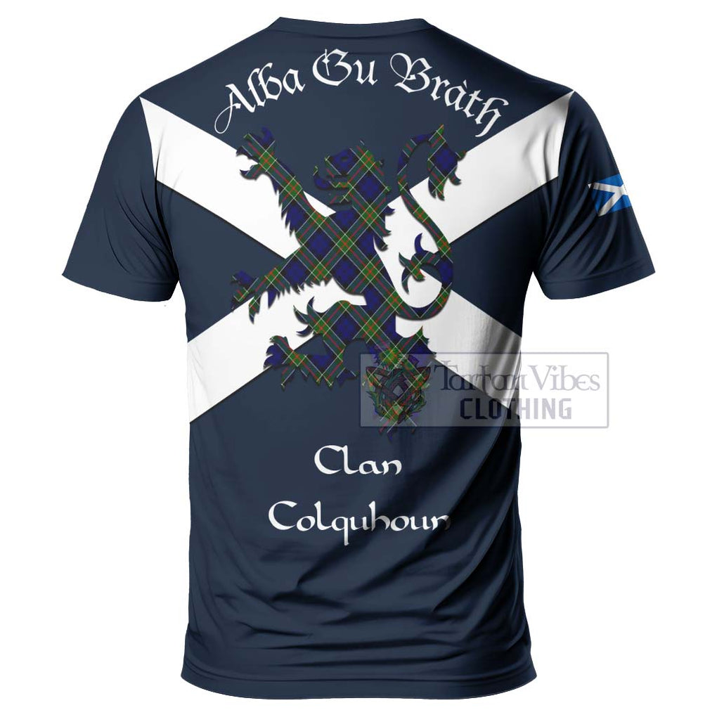 Tartan Vibes Clothing Colquhoun Tartan Lion Rampant T-Shirt – Proudly Display Your Heritage with Alba Gu Brath and Clan Name