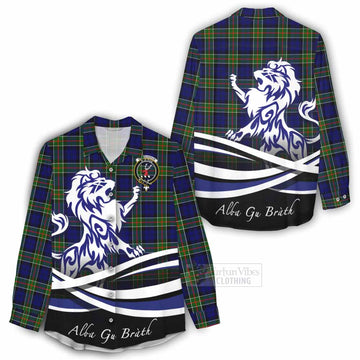 Colquhoun Tartan Women's Casual Shirt with Alba Gu Brath Regal Lion Emblem