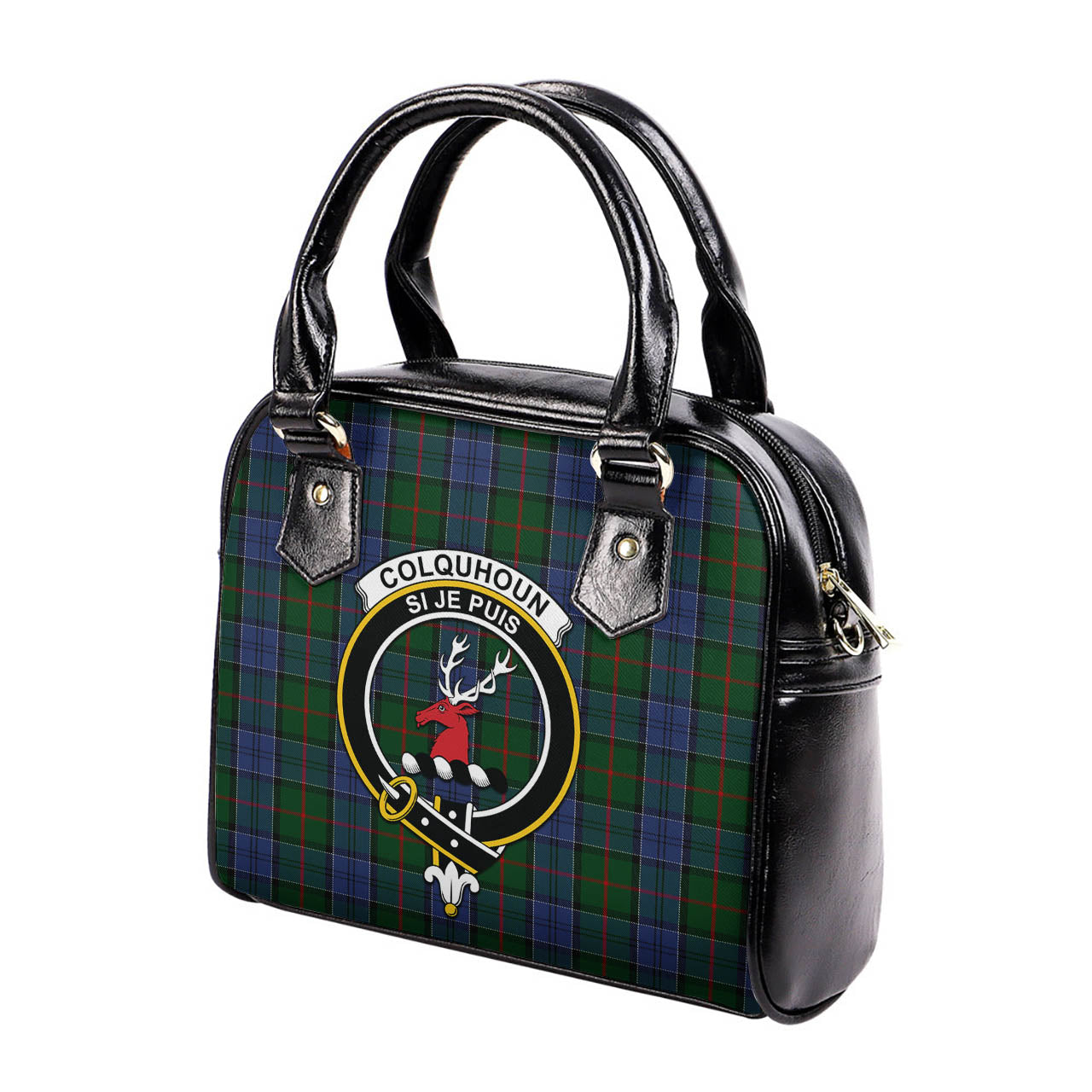 Colquhoun Tartan Shoulder Handbags with Family Crest - Tartanvibesclothing