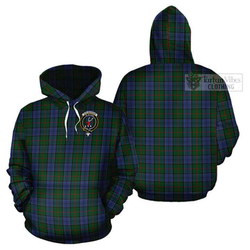 Colquhoun Tartan Cotton Hoodie with Family Crest