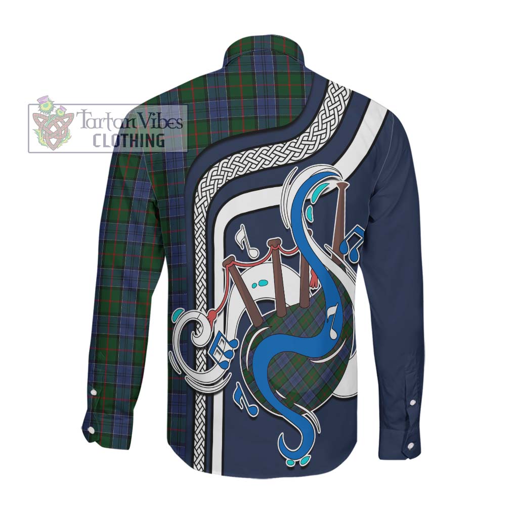 Tartan Vibes Clothing Colquhoun Tartan Long Sleeve Button Shirt with Epic Bagpipe Style