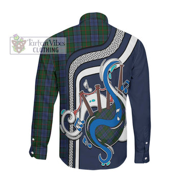 Colquhoun Tartan Long Sleeve Button Shirt with Epic Bagpipe Style