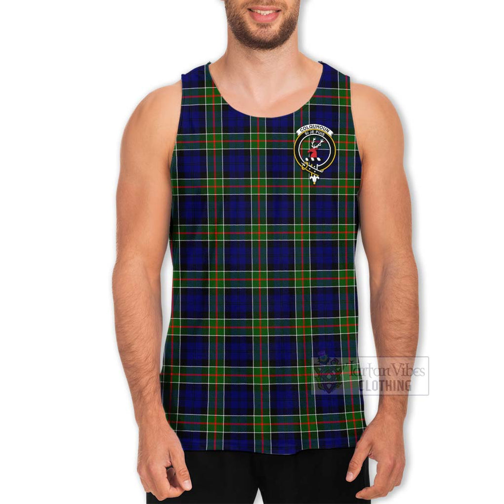 Tartan Vibes Clothing Colquhoun Tartan Men's Tank Top with Family Crest Celtic Skull Style