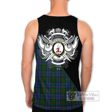 Colquhoun Tartan Men's Tank Top with Family Crest and Military Logo Style