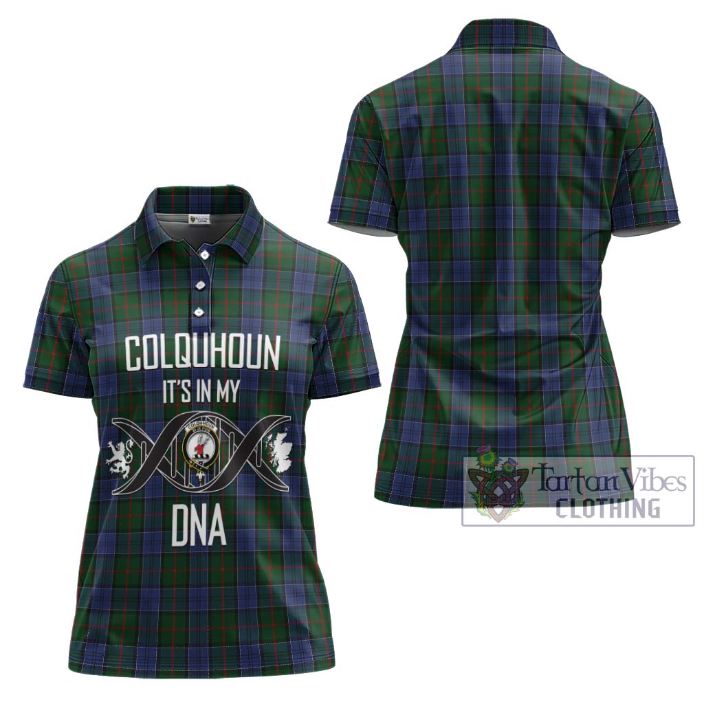 Tartan Vibes Clothing Colquhoun Tartan Women's Polo Shirt with Family Crest DNA In Me Style