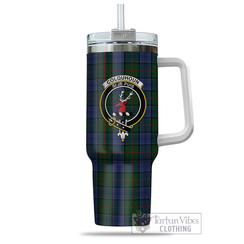 Tartan Vibes Clothing Colquhoun Tartan and Family Crest Tumbler with Handle