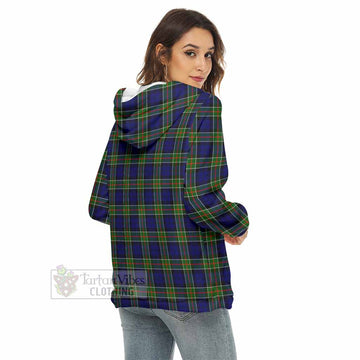 Colquhoun Tartan Women's Borg Fleece Hoodie with Half Zip with Family Crest