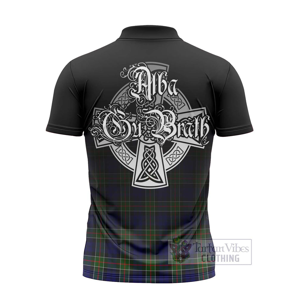 Tartan Vibes Clothing Colquhoun Tartan Zipper Polo Shirt Featuring Alba Gu Brath Family Crest Celtic Inspired