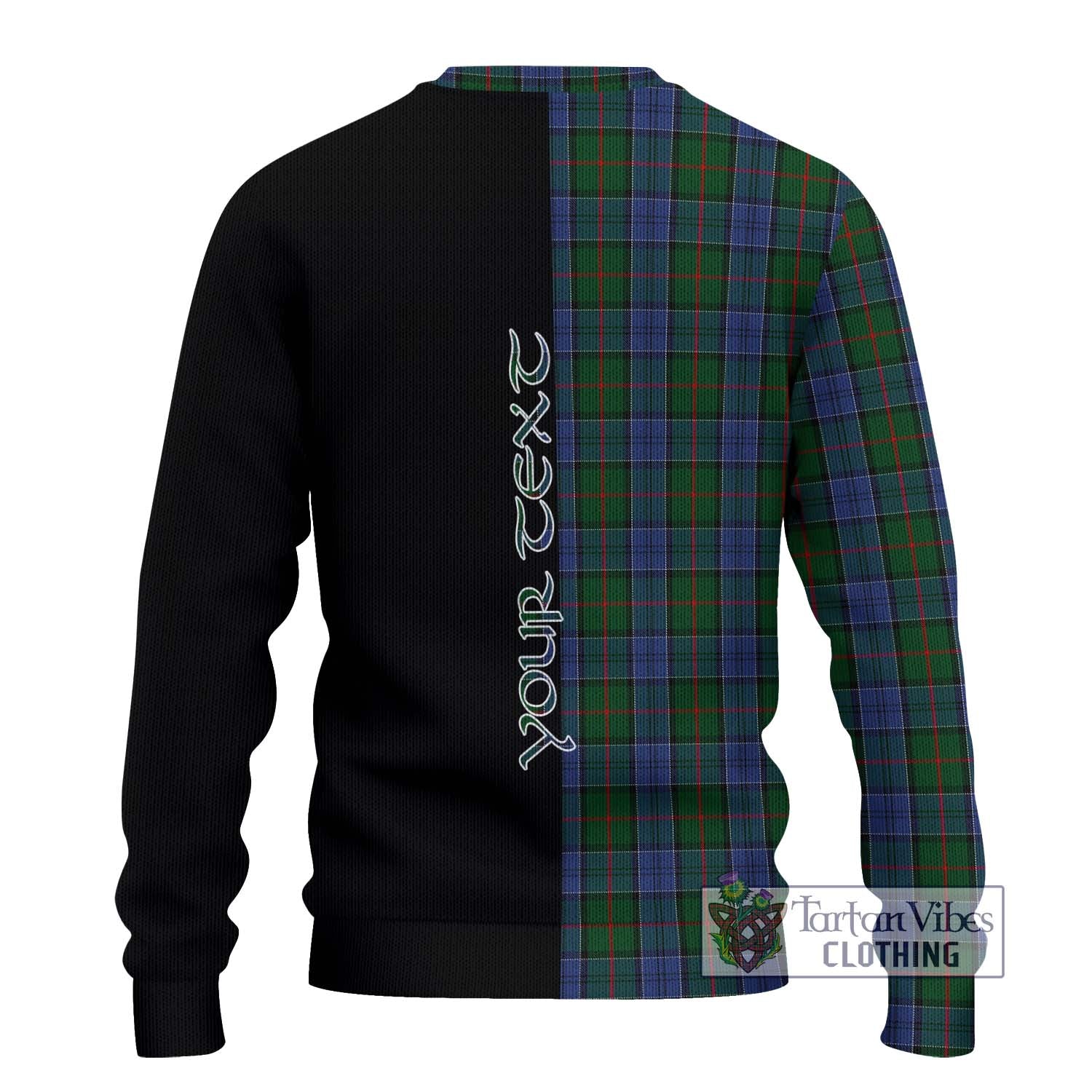 Tartan Vibes Clothing Colquhoun Tartan Knitted Sweater with Family Crest and Half Of Me Style