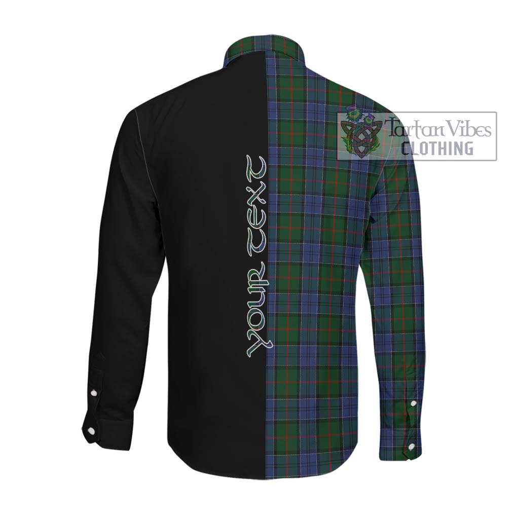 Tartan Vibes Clothing Colquhoun Tartan Long Sleeve Button Shirt with Family Crest and Half Of Me Style