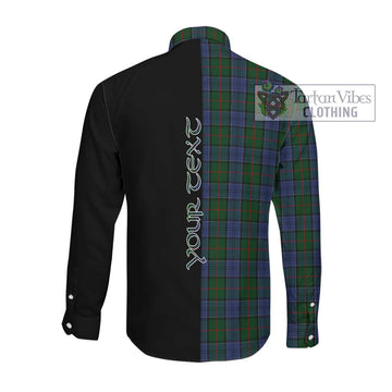 Colquhoun Tartan Long Sleeve Button Shirt with Family Crest and Half Of Me Style