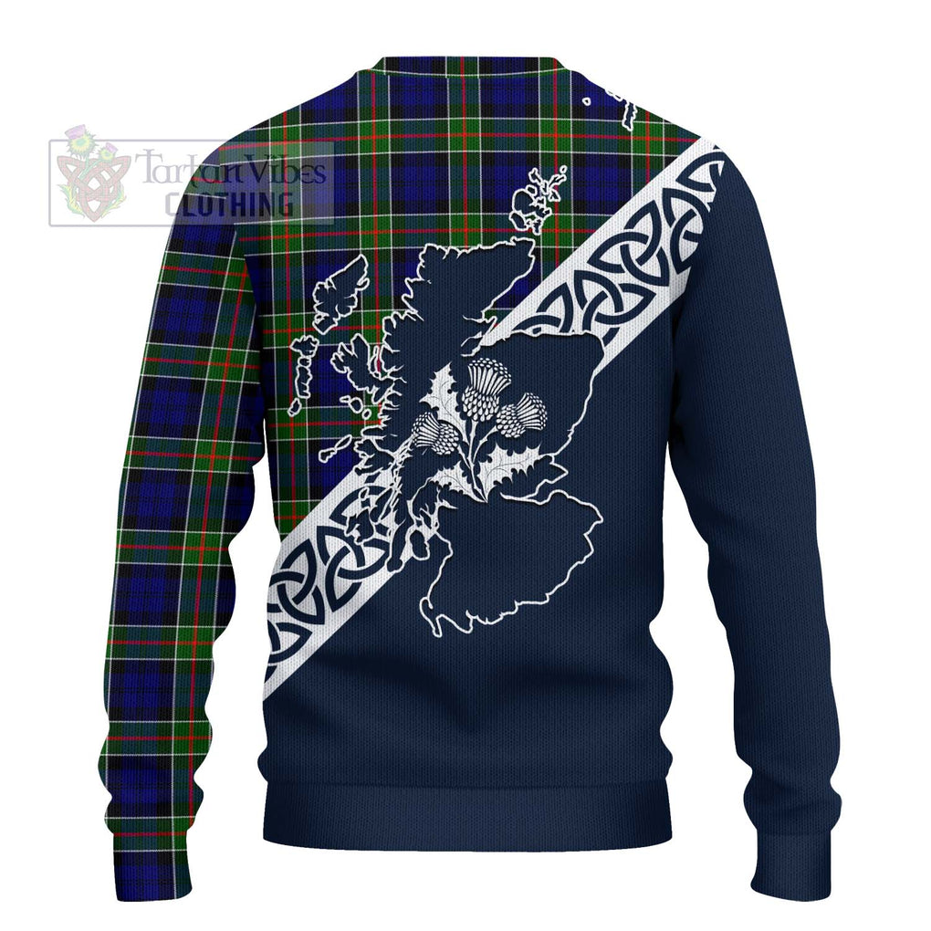 Tartan Vibes Clothing Colquhoun Tartan Knitted Sweater Featuring Thistle and Scotland Map