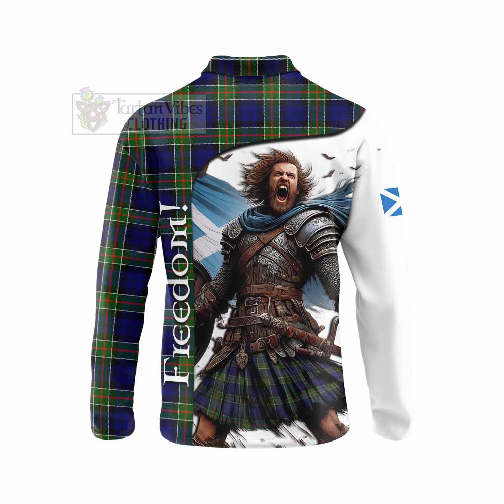 Tartan Vibes Clothing Colquhoun Crest Tartan Long Sleeve Polo Shirt Inspired by the Freedom of Scottish Warrior