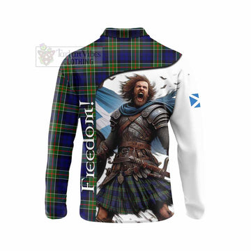 Colquhoun Crest Tartan Long Sleeve Polo Shirt Inspired by the Freedom of Scottish Warrior