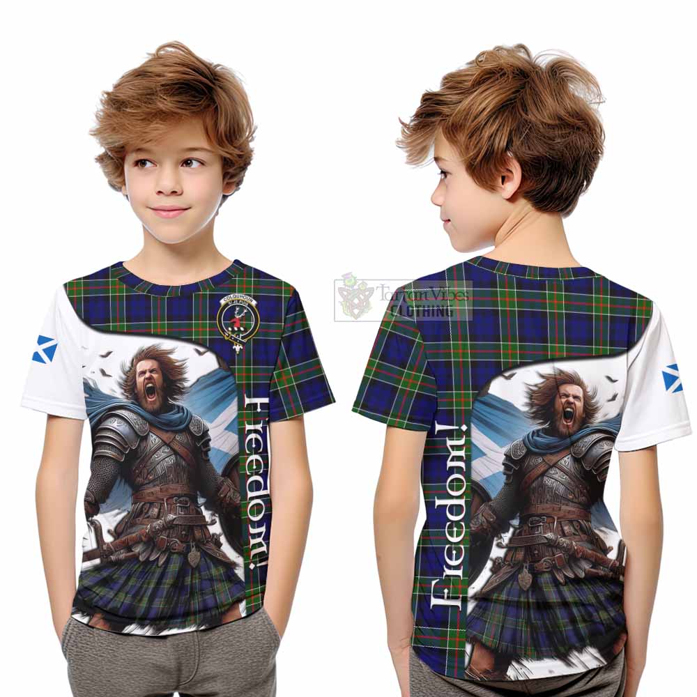 Tartan Vibes Clothing Colquhoun Crest Tartan Kid T-Shirt Inspired by the Freedom of Scottish Warrior