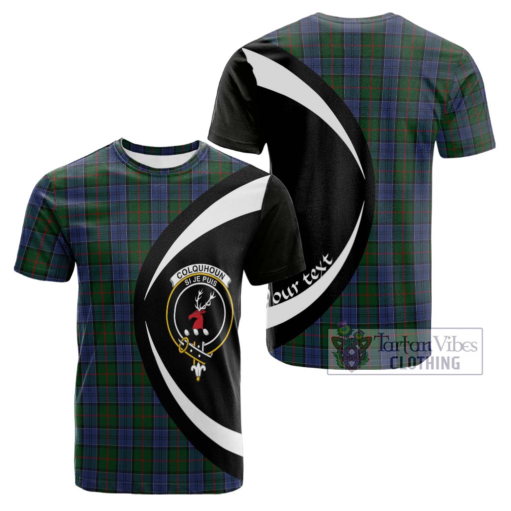 Tartan Vibes Clothing Colquhoun Tartan Cotton T-shirt with Family Crest Circle Style