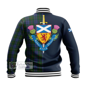 Colquhoun Tartan Baseball Jacket with Scottish Lion Royal Arm Half Style