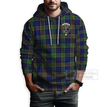 Colquhoun Tartan Hoodie with Family Crest and Bearded Skull Holding Bottles of Whiskey